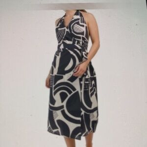 Women’s Zara The Nicole Navy/White Tropical Print Midi Wrap Dress, Small